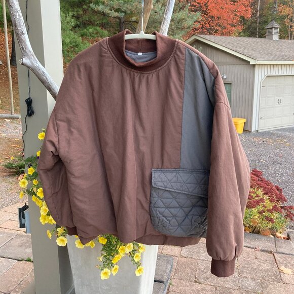 100% Cotton Unique Padded Top, L ( OS, S to L), light coffee /gray - Picture 2 of 4